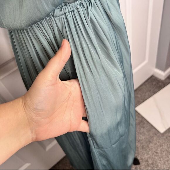 Sz XS Modern Citizen Sage Aileen Tie Shoulder Maxi Dress - Picture 8 of 14